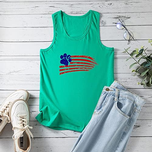 חולצת דגל אמריקאית לנשים ללא שרוולים גופיות טנקים 4 ביולי חולצת טריקו גרפית מזדמנת פסים ארהב טי אפוד יוגה חולצה
