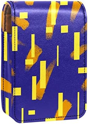 מארז שפתון Oryuekan עם מראה איפור נייד חמוד קוסמטי, דפוס גיאומטרי צהוב כחול מופשט מודרני