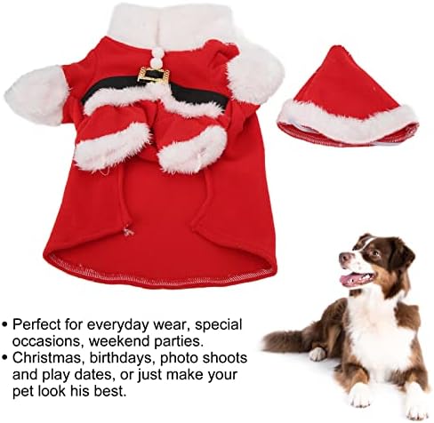 תחפושת לכלב קפוצ'ונים של סנטה חורף עם כובעים תחפושת חג מולד רכה ונוחה לכלבים של חתולי חיות מחמד