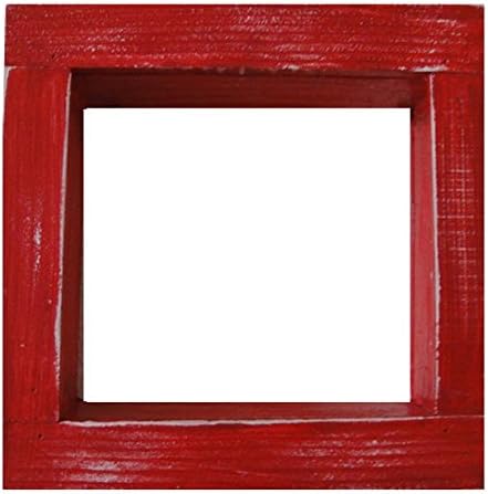 תצוגת קופסת צל של עץ/עץ מרובע - 9 x 9 - אדום - דקורטיביים משוחזרים במצוקה ערעור וינטג '