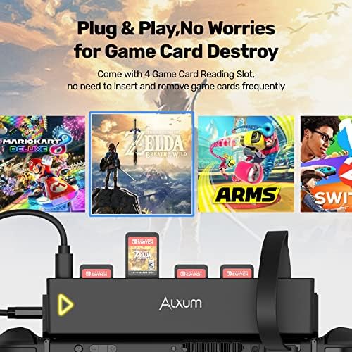 קורא כרטיסי משחק של Alxum Switch - 8 ב 1 מחזיק כרטיסי משחק מתג אחד למתג Nintendo/מתג קונסולת OLED, מתג Multi Reader Switcher זיהוי מהיר