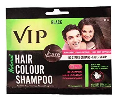 VIP 5 ב 1 שמפו צבע שיער לשערות, שפם, זקן, חזה וידיים, ניתן ליישם צבע שיער מיידי ללא אמוניה עם ידיים רטובות חשופות