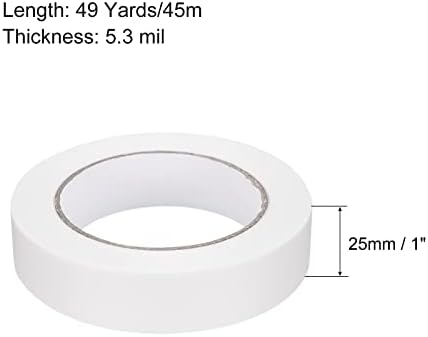 בדק את הבד של Meccanixity Cape Tape Roll 1 אינץ 'x 49 יארד 5.3 מיל לבן לבן
