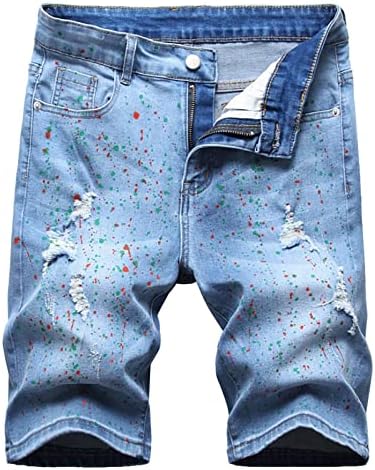 מכנסי ג'ין קצרים של ג'ין ג'ינס קרוע לגברים במצוקה מכנסי ג'ינס שטופים במצוקה מכנסי ג'ין נוחים נוחים למכנסיים נוחים לגברים באורך הברך