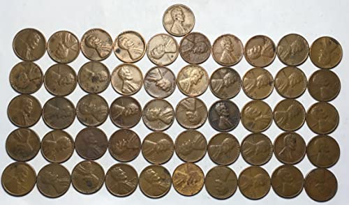 1954 S Lincoln Cent Cent Penny Roll 50 מטבעות פרוטה מוכר מאוד