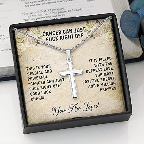 מתנת שרשרת אישית - שרשרת אהבה לנצח, סרטן יכול פשוט לזיין ממש מחוץ לשרשרת צולבת, מתנת לוחם סרטן, מתנה לסרטן מצחיק, מתנת אמונת סרטן, מתנת