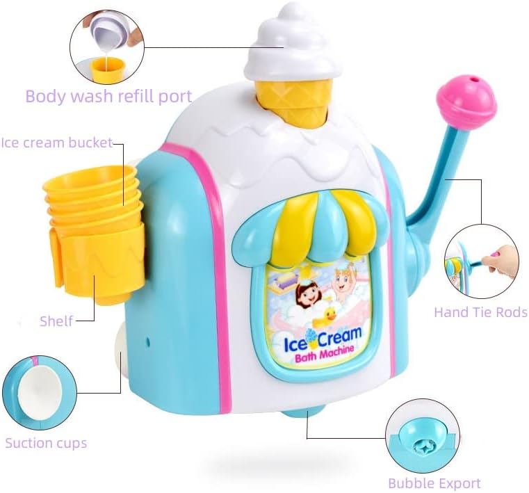 צעצועי מכונת בועה בצורת גלידה לרחצה בחדר האמבטיה, צעצועי אמבטיה