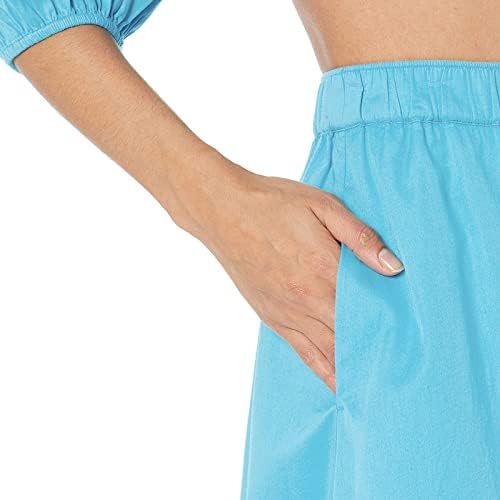 חצאיות MIDI זורמות קפלים לנשים חצאיות בוהו מזדמנות בקיץ עם כיסים חצאית חוף מוצקה חצאית מותניים גבוהה חצאית קו חצאית
