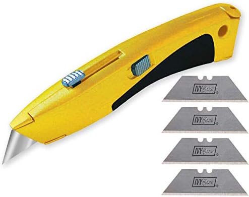 Ivy Classic 11151 סכין כלי עזר נשלף של ציר עם 4 להבים, 1/כרטיס, צהוב