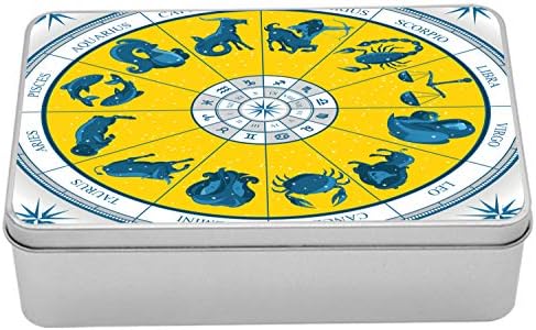 קופסת פח אסטרולוגיה של אמבסון, תרשים נטאל גלגל המזלות המודרני המקורי עם הדפס עיצוב אזוטרי צבעוני, תיבת אחסון מארגן מתכת נייד עם מכסה,