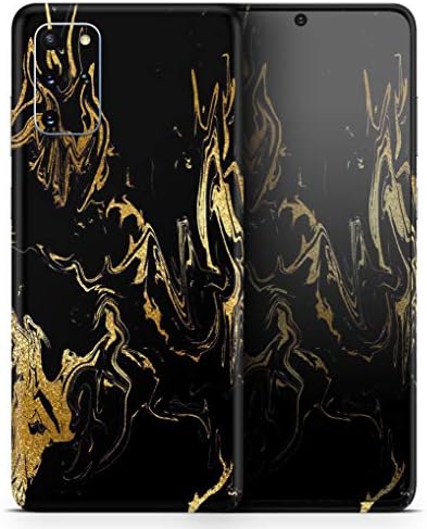 עיצוב Skinz Skinz Black & Gold Swirl V1 מגן מדבקות ויניל עטיפת עור תואם לתואם ל- Samsung Galaxy S20