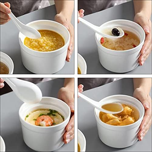 כוסות מרק עם מכסים סיר תבשיל אדים קרמיקה קרמיקה: קערת אטריות מרק לבן 4 אינץ