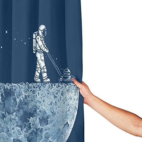 וילון מקלחת אסטרונאוט מצחיק וילון מקלחת כחול ירח חלל חיצוני וילון מקלחת עם ווים פוליאסטר אטום מים אטום אמבטיה וילון 60x72 אינץ '