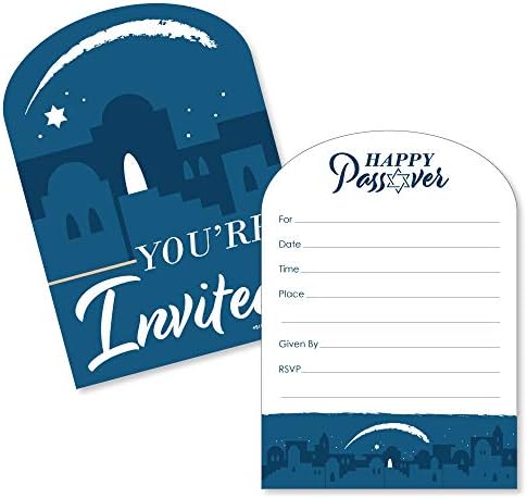 פסח שמח - הזמנות מילוי מעוצבות - כרטיסי הזמנה למסיבות חג יהודיות עם מעטפות - סט של 12