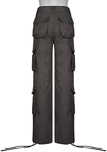 Badhub נשים מכנסי מטען רחבים מכנסי טרנינג במותניים נמוכות בגדי רחוב מזדמנים רופפים רופפים רופפים מכנסיים מכנסיים היפי פאנק ג'ינס