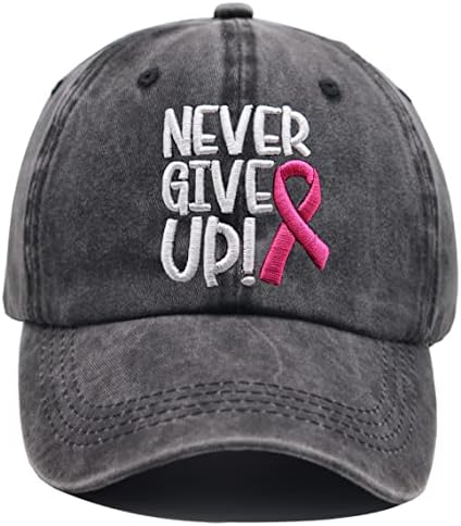נשים של ורוד סרט לוגו שד סרטן מודעות כובע, רקום מתכוונן לא לוותר בייסבול כובע