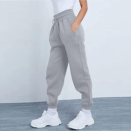 מכנסי זיעה של GUMIPY לנשים רופפות ברגל ישרה ריצה מוצקה מכנסיים מכנסיים מותניים גבוהים אימון מכנסיים פעילים