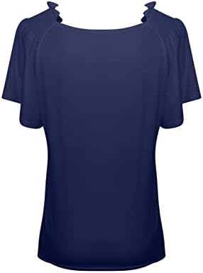 חולצת חולצה לחולצה לנשים סתיו קיץ 2023 פרוע שרוול קצר כותנה נ 'צוואר בראנץ' בראנץ 'חולצה 3d 3d