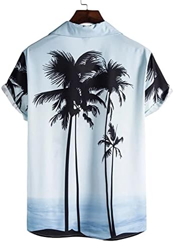 חולצות הוואי UBST לגברים טרופיים הדפס עץ קיץ כפתור שרוול קצר למטה חולצת חוף נינוחה בכושר נינוח