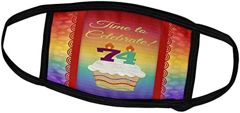 3drose בוורלי טרנר עיצוב הזמנה ליום הולדת - קאפקייק, מספר נרות, זמן, חוגג הזמנה בת 74 - מסכות פנים