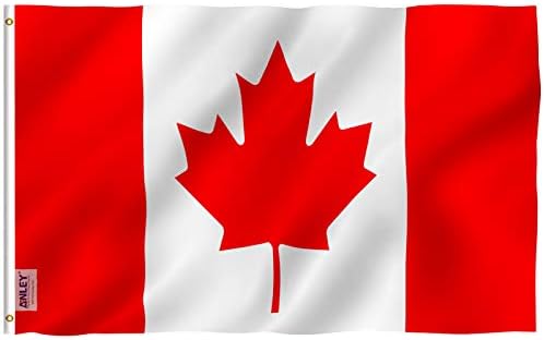 אנלי זבוב בריזה 3x5 רגל קנדה דגל - צבע חי והוכחת דהייה - כותרת בד ותפור כפול - דגלים לאומיים קנדיים פוליאסטר עם גזעי פליז 3 x 5 ft