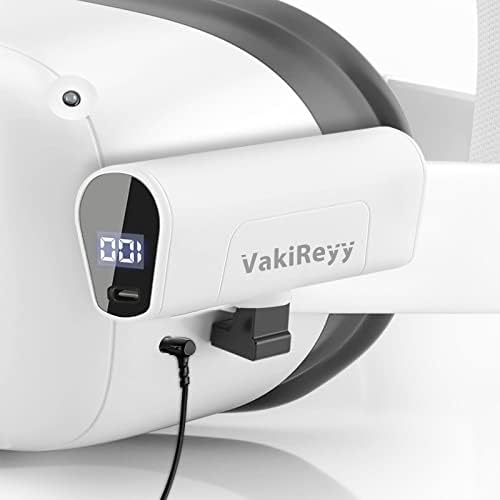 חבילת סוללות Vakireyy עבור Oculus Quest 2 אביזרים, 5000mAh נטענת בנק כוח נטען טעינה מהירה טעינה USB C סוללה מיני מורחבת עם תצוגת חשמל