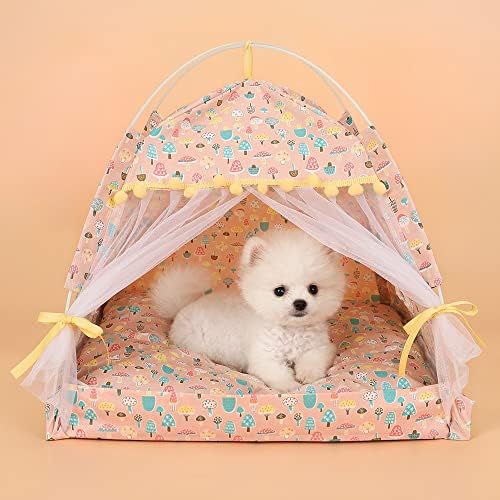 סלאטיום חיות מחמד אוהל בית אוהל פרחים הדפס חתולים סגורים מיטת אוהל מקורה מתקפל מקפלת ניידת נעימה קיטי מלונה עבור