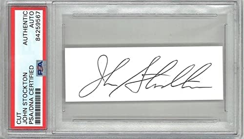 ג'ון סטוקטון חתום חתום חתימה PSA DNA 84259567 HOF TOP 50 אגדת ג'אז - תמונות NBA עם חתימה