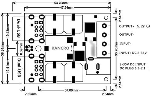Knacro DC-DC USB מודול טעינה 12V 24V עד 5V 5A 8A 4-USB ביציאה במקביל לפלט לטלפונים ניידים, מצלמות דיגיטליות, נווטים, מקליט נהיגה וכו '.