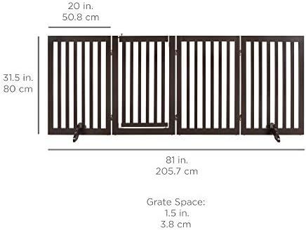 מוצרי הבחירה הטובה ביותר 31.5 ב-4 פאנלים שער לחיות מחמד מעץ בודד עם דלת, עט מתכוונן, רגלי תמיכה-אספרסו