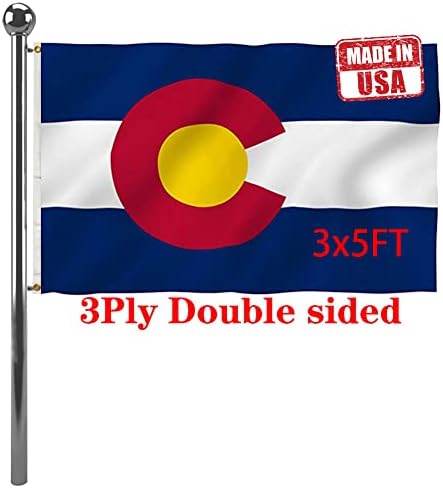 ג'ייוס דו צדדי קולורדו דגלי דגלים 3x5 חיצוניים- צבעים חיים 3ply CO COLORADO דגלים באנרים- חובה כבדה פוליאסטר עם 2 גלימות פליז