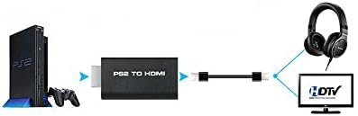 נורמיצ'ים עבור מתאם ממיר PS2 ל- HDMI עם פלט שקע שמע 3.5 ממ, ממיר תואם HDMI עבור צג HDTV עבור מתאם וידאו של פלייסטיישן 2