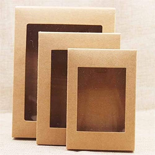AOSUAI 20 יחידות קופסת נייר DIY עם חלון לבן/שחור/קראפט אריזת עוגת קופסא מתנה לנייר לחתונה למסיבה ביתית אריזת מאפין דקורטיבית