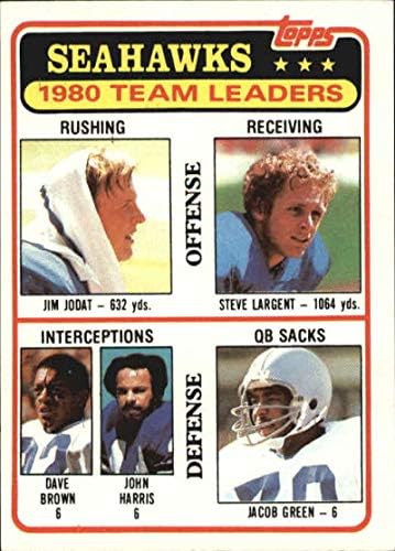 1981 Topps 19 ג'ים ג'ודאט/סטיב לגרנט/דייב בראון/ג'ון האריס/ג'ייקוב גרין סיהוקס TL NFL כרטיס כדורגל NM-MT