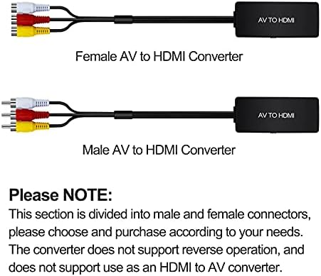 Dingsun RCA לממיר HDMI, מורכב לממיר HDMI, AV ל- HDMI מתאם