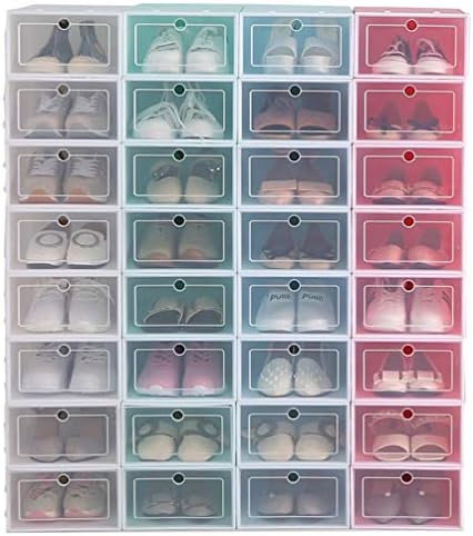 ZERODEKO 6 PCS תיבות אחסון נעליים תיבות אחסון נעליים מפלסטיק מארגן נעליים ברורות נעלי ספורט מכולות פחים מחזיקי ארון כניסה לחדר שינה כחול