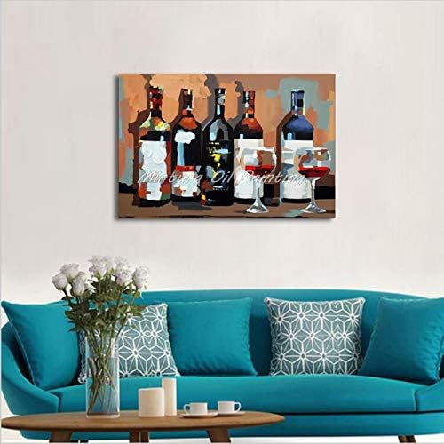 שקי שמיים ציור שמן מודרני מצויר ביד גדולה על בד, ציורי קיר בקבוק יין מופשט יצירות אמנות תמונות דקור לסלון קישוט אמנות משרד, 120 על 240