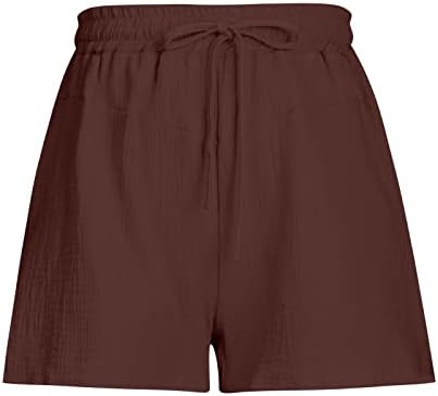 מכנסיים קצרים לנשים, אופנה קיץ צבע אחיד מכנסיים מזדמנים רופפים מותניים גבוהים מכנסיים קצרים בהליכה
