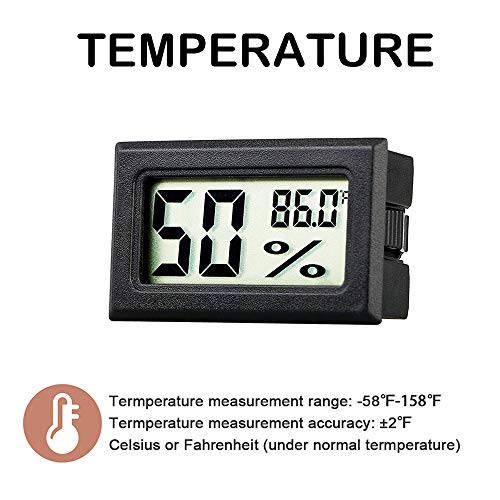 מדחום מיני של Rojuna Hygrometer, טמפרטורה אלקטרונית קטנה טמפרטורה מדד מדד מקורה LCD תצוגת פרנהייט להומידורים, חממה, גן, מרתף, מקרר, צנצנת