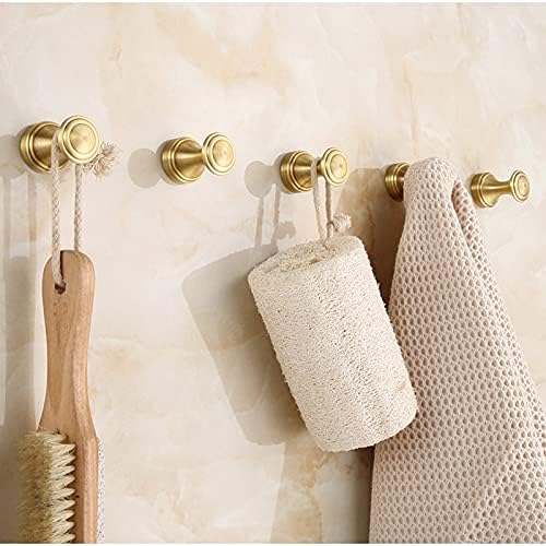 מדף אמבטיה מתלה מקלחת עתיק וו מעיל נחושת, וו קיר יחיד קיר רכוב וו-נחושת נפח דקורטיבי בעבודת יד פשוט לחדר אמבטיה ומטבח, חבילה של 5 אמבטיה