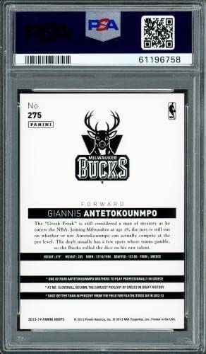 ג'אניס אנטטוקונמפו עם חתימה משנת 2013 Panini Hooks כרטיס טירון 275 Milwaukee Bucks PSA/DNA 61196758 - כרטיסי חתימה עם כדורסל כדורסל