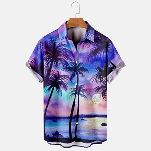 חולצות גברים, חולצה הוואי של גברים עם חולצות פרחים בכיס כפתור שרוול קצר במורד חולצות Aloha בחוף