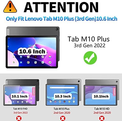 מארז סיבוב 360 מעלות עבור Lenovo Tab M10 Plus 3RD GEN 2022, TPU קל משקל קל עם זעזועים עם שינה אוטומטית/כיסוי עתיק עבור LENOVO TAB M10