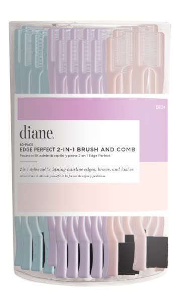 Diane Edge Perfect 2-in-1 מברשת מסרק, 60 חבילות, צבעים שונים, D8124