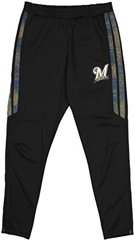 מכנסי פס סטטי של MLB לגברים, מכנסי מסלול שחורים, וריאציה של צוות