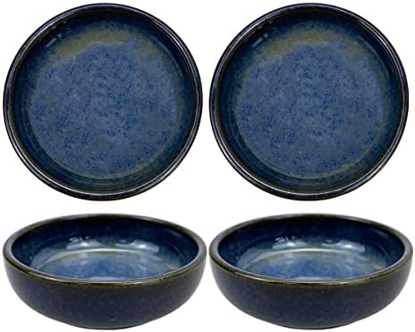 אגף קוליאס בגודל 2.5 אינץ 'כחול עם קצה חום קצה מסוגנן עיצוב מסוגנן רב-תכליתי חרסינה קערת תבשיל כלים תיבול מנות רוטב טבילה כלים-4-כחול