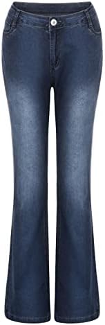 מכנסי ג'ינס תחתונים של Mrgiinri Bell לנשים 2023 כפתור מותן גבוה באופנה במותניים גבוהות מתלקחות ג'ינס מתלקח מכנסיים קלאסיים