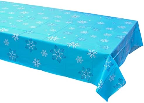 כיסוי שולחן שולחן מפות מפות מפלסטיק של איקווניקאל, פתית שלג כחולה, 54 אינץ 'x 108 אינץ', 3 חבילה