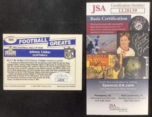 ג'וני יוניטס חתום 1989 מתנפח 104 כרטיס כדורגל COLT