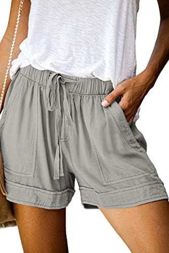 SESERAGI נשים מכנסי פשתן כותנה מותניים אלסטיים רכים קיץ מכנסיים קצרים מזדמנים